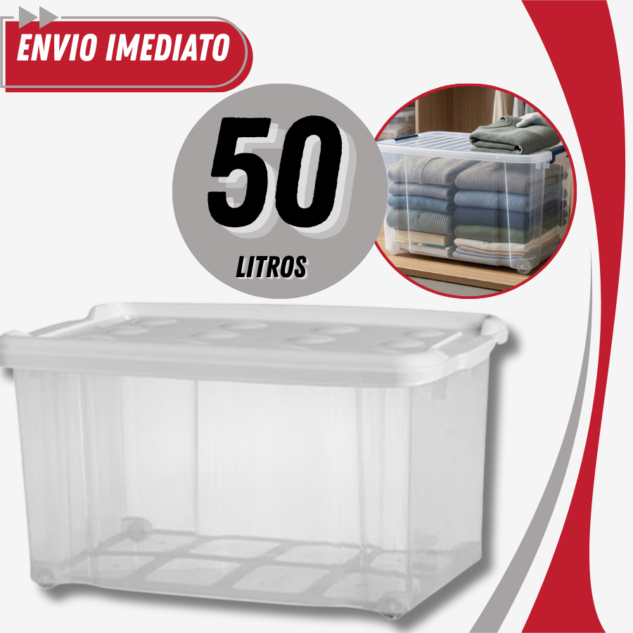 Caixa Organizadora Reforçada Transparente 50 Litros
