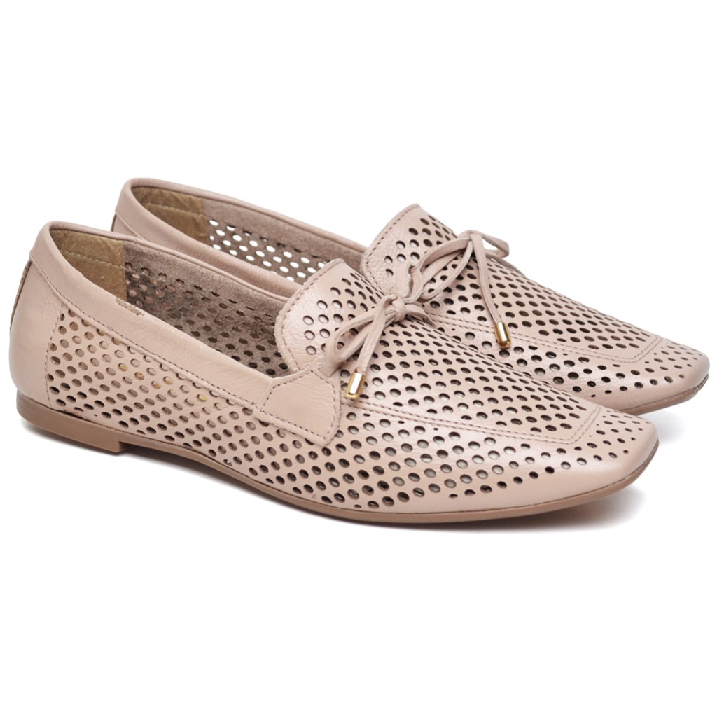 Mocassim Feminino Nude Couro Legítimo Lançamento Moda