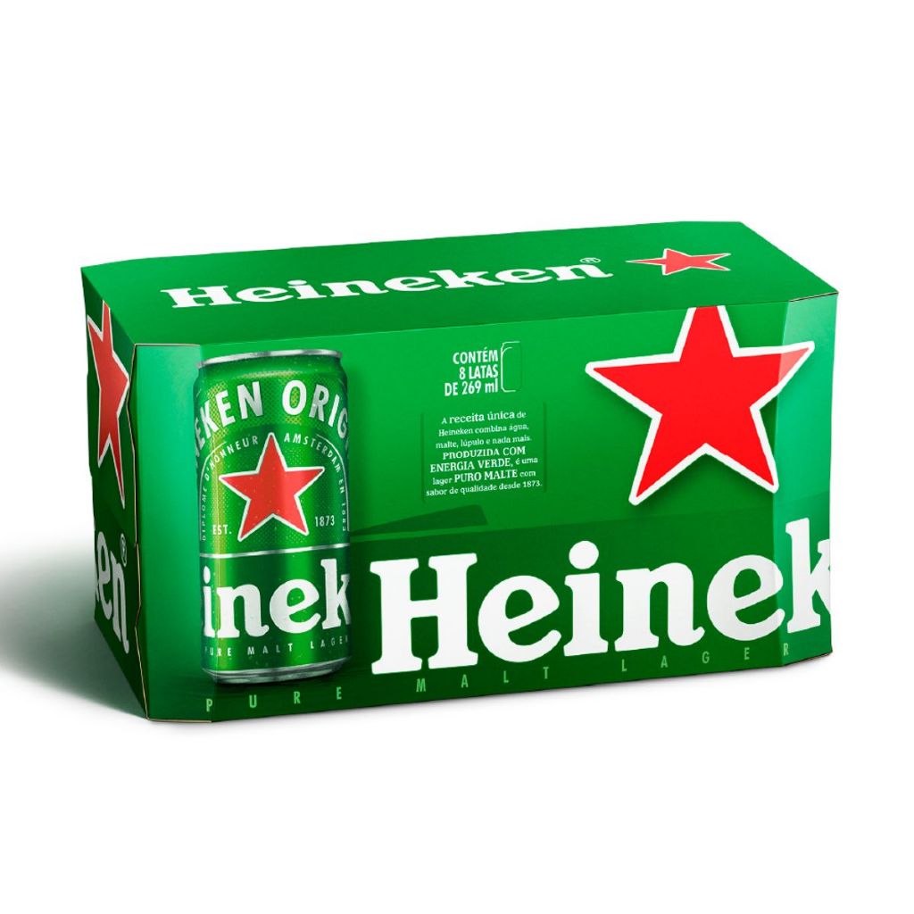 Cerveja Heineken Lata 269ml - Pack com 8 Unidades