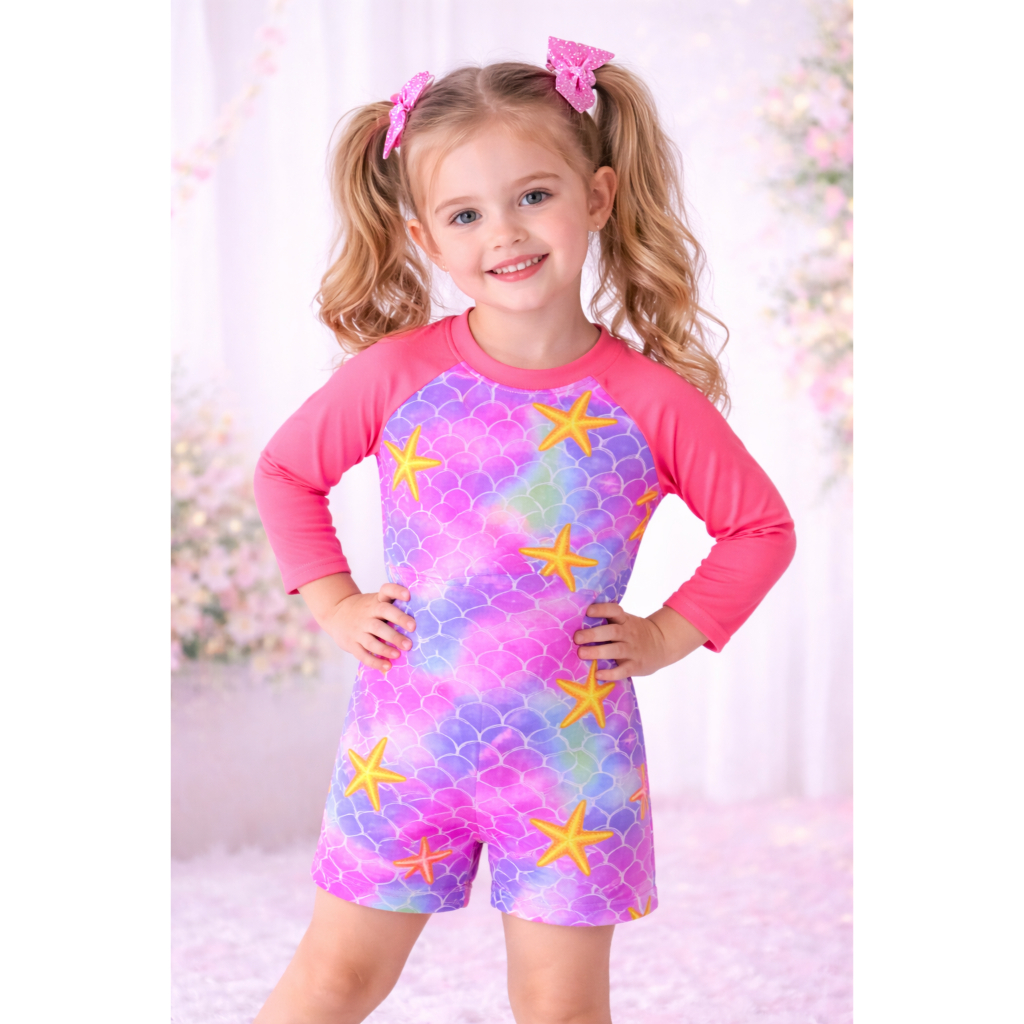 Macacão Infantil Maio Manga Longa Fecho de Pressão em Baixo Proteção UV  Moda Praia Infantil