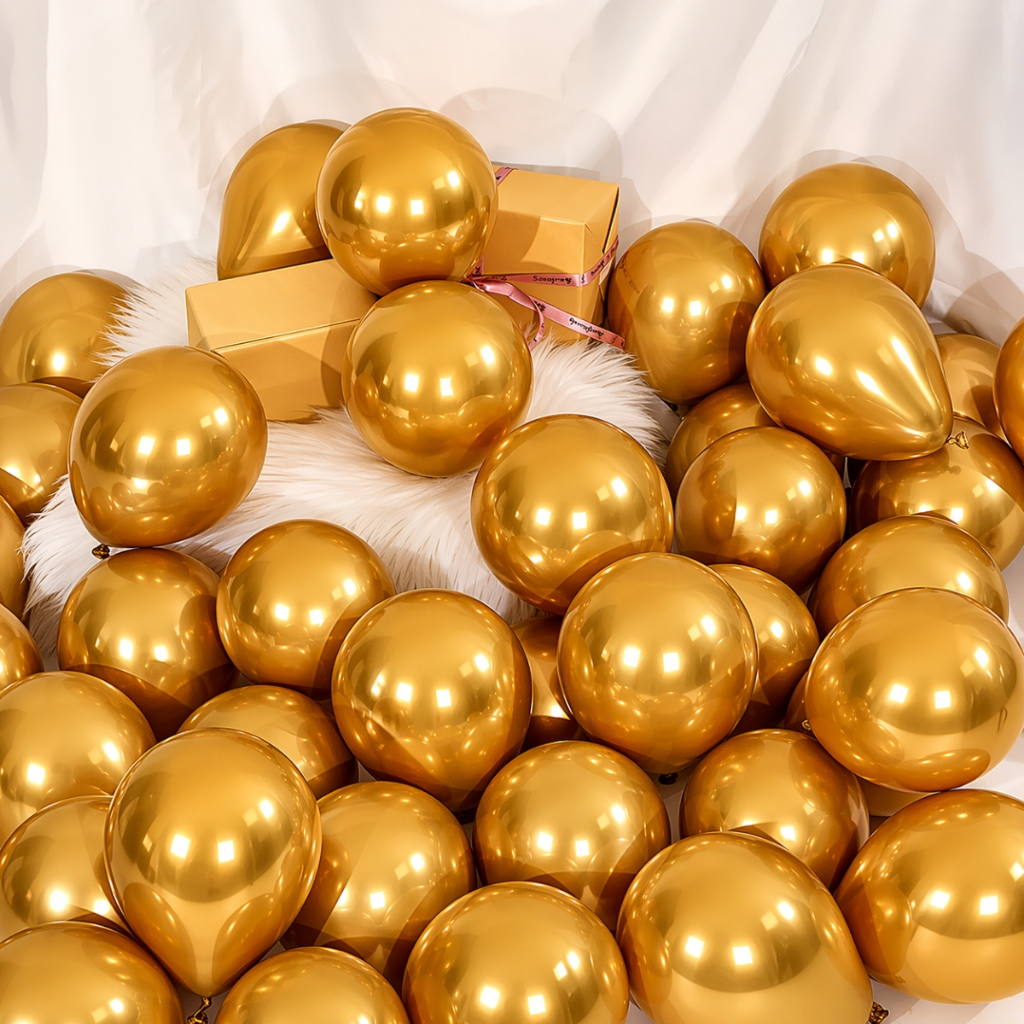 Balões São Roque Bexigas Metallic Dourado Metalizado C/25 Unidades