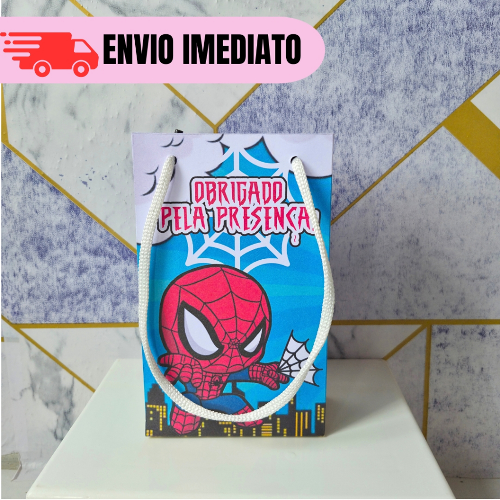 Kit 10 a 30 Sacolinhas Homem Aranha Baby Cute Personalizados Lembrancinhas Mimo Festa Infantil Aniversário PEGUE E MONTE
