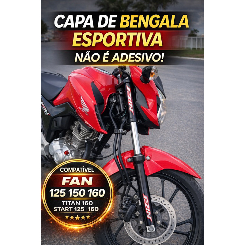 Capa de Bengala Esportiva Moto NÃO É ADESIVO – Proteção + Estilo Titan Fan Start 125 150 160 | Vermelho Azul Preto