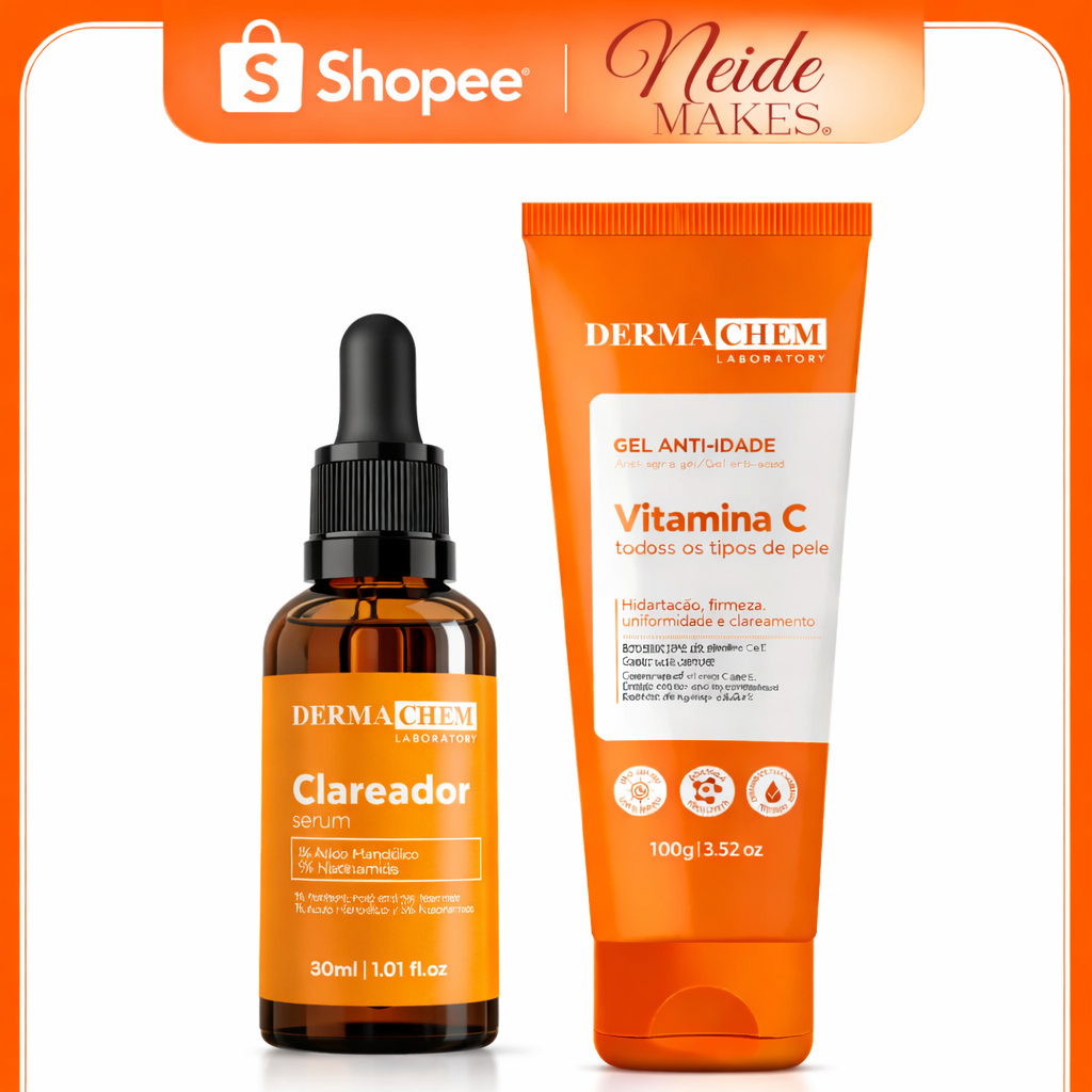 Kit SÉRUM CLAREADOR 30ML E GEL VITAMINA C - ANTI - IDADE 100G- Dermachem - Original