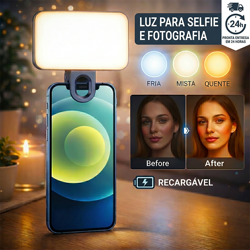 Mini Led 3 Modos De Luz LED Selfie Clip Live Stream Video Clip-on Portátil Maquiagem Recarregável