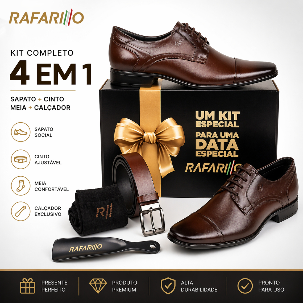 Rafarillo Kit Sapato Social Meia e Cinto Original 34063-34068