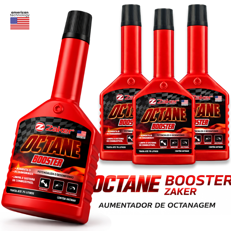 Octane Booster Zaker Aditivo Gasolin. Potência 200ml Premium Carro Moto Reduz Batida Pino