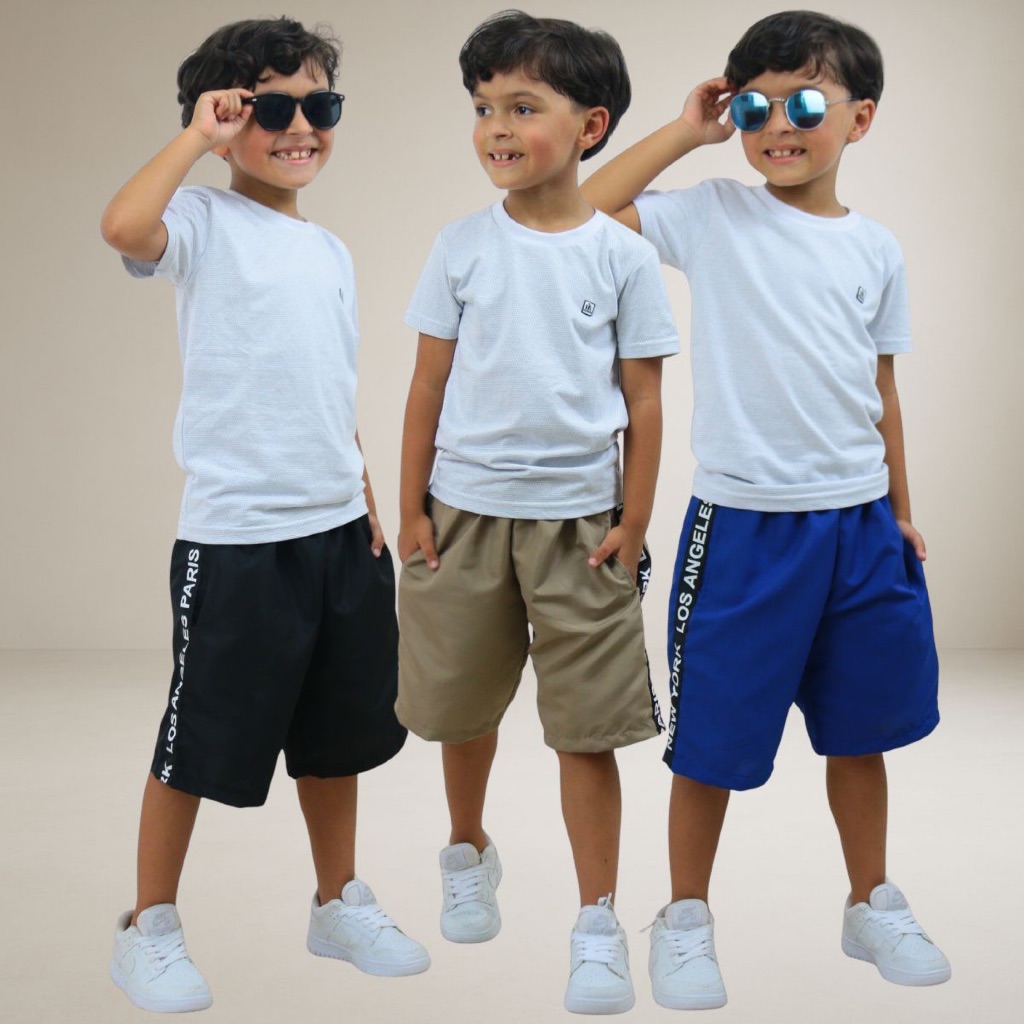 Bermuda Tactel Juvenil Masculino Premium Com Bolsos Elástico Short Tactel Leve Confortável Secagem Rápida