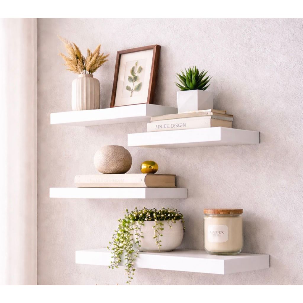 KIT 4 Prateleiras 30x10 Decorativas  em MDF + KIT Instalação / Moderno para Sala, Quarto e Escritório