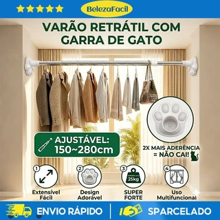 Varão de Secagem de Roupas Ajustável, Varão de Cortina Sem Perfuração,70-120 90-160 110-200 150-280c