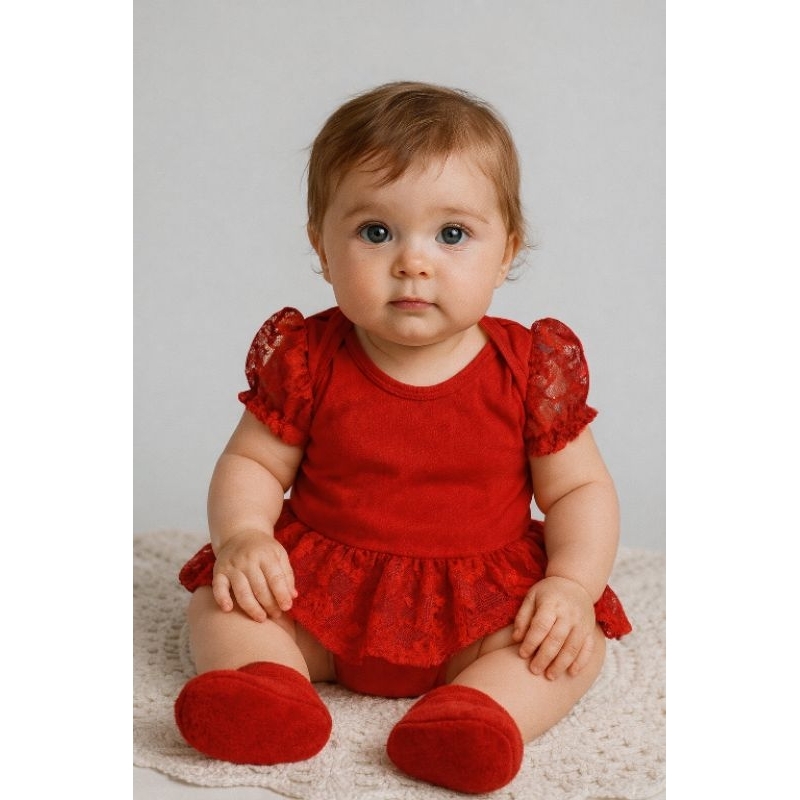 Kit 2 Body Saia Bebê Menina 100% Algodão Manga Princesa Roupa Bebê Feminina Vestido Body 2 a 8 Meses Gêmeas ou Sortido