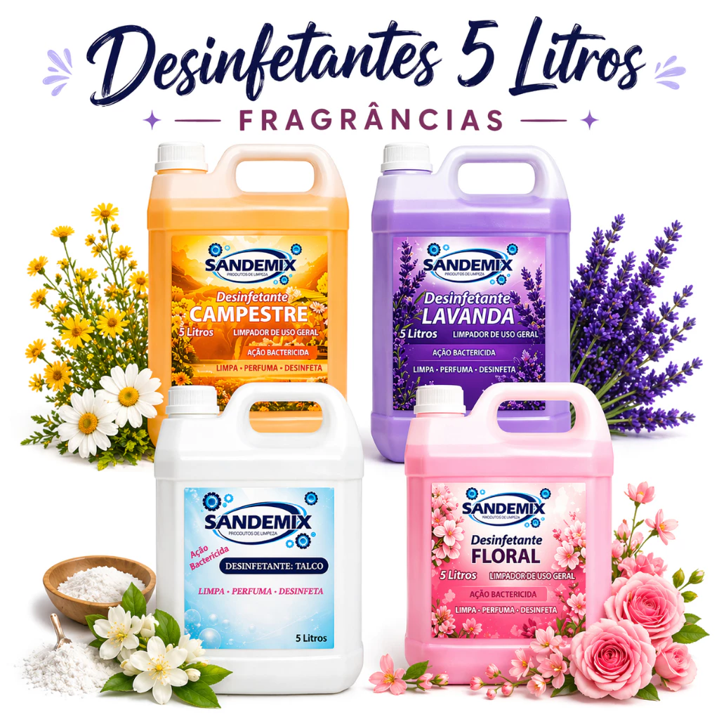 Desinfetante 5 Litros Bactericida Limpeza Profunda Perfume Duradouro Uso Geral Alto Rendimento — imagem 1