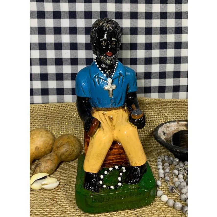 Imagem Preto Velho 17cm Pai Benedito das Almas Gesso Umbanda