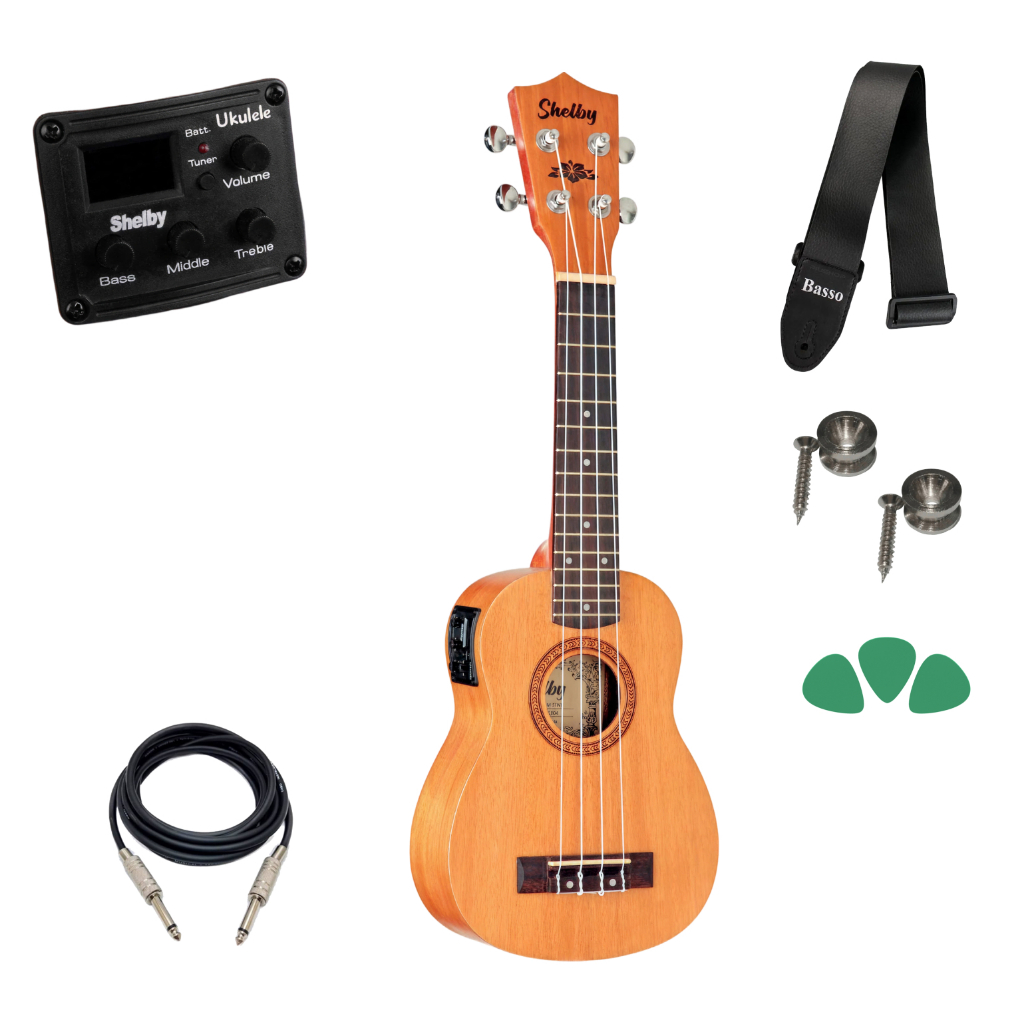 Ukulele Soprano Shelby Su21m Elétrico Natural