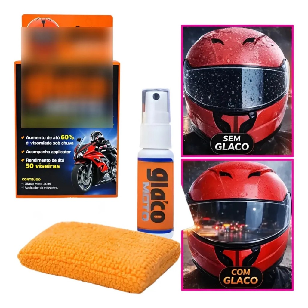 Glaco Moto Repelente De Água Para Viseiras Capacete Farol