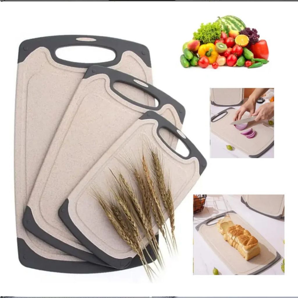 Kit 3 Tábuas de Corte Antiderrapante Cozinha Churrasco Frutas Carnes Legumes