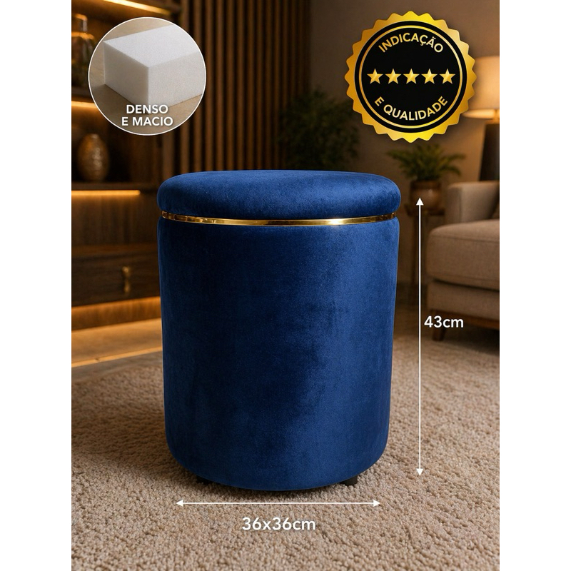 puff para sala veludo cinto dourado  Grande  para  sala e quarto