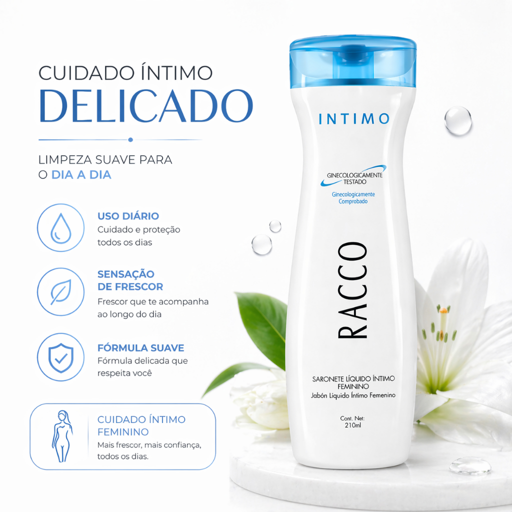 Sabonete Liquido Intimo Feminino Racco 210ml Limpeza e Refrescância