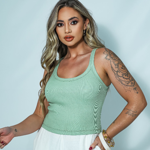 Blusa Feminina Estilosa Regata Canelada Ribana Conforto Premium Roupa Feminina Alcinha Básica