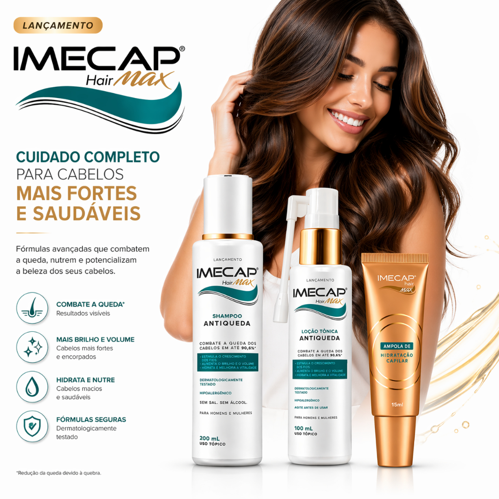 Kit Imecap Tratamento Antiqueda Shampoo Tonico e Ampola