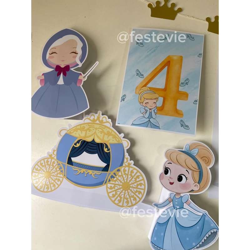 Detalhes do Kit festa em casa cinderela cute aniversário personalizado princesa baby mesversário só um bolinho conto de fadas