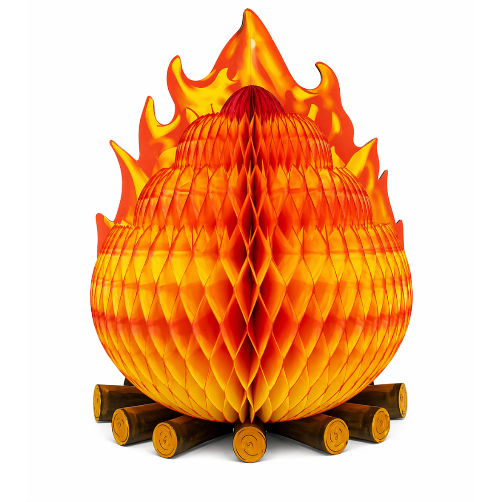 Enfeite Fogueira São João de Papel de Seda Colmeia Grande 30cm Festa Junina Arraia Quadrilha Escola Decorativo Laranja