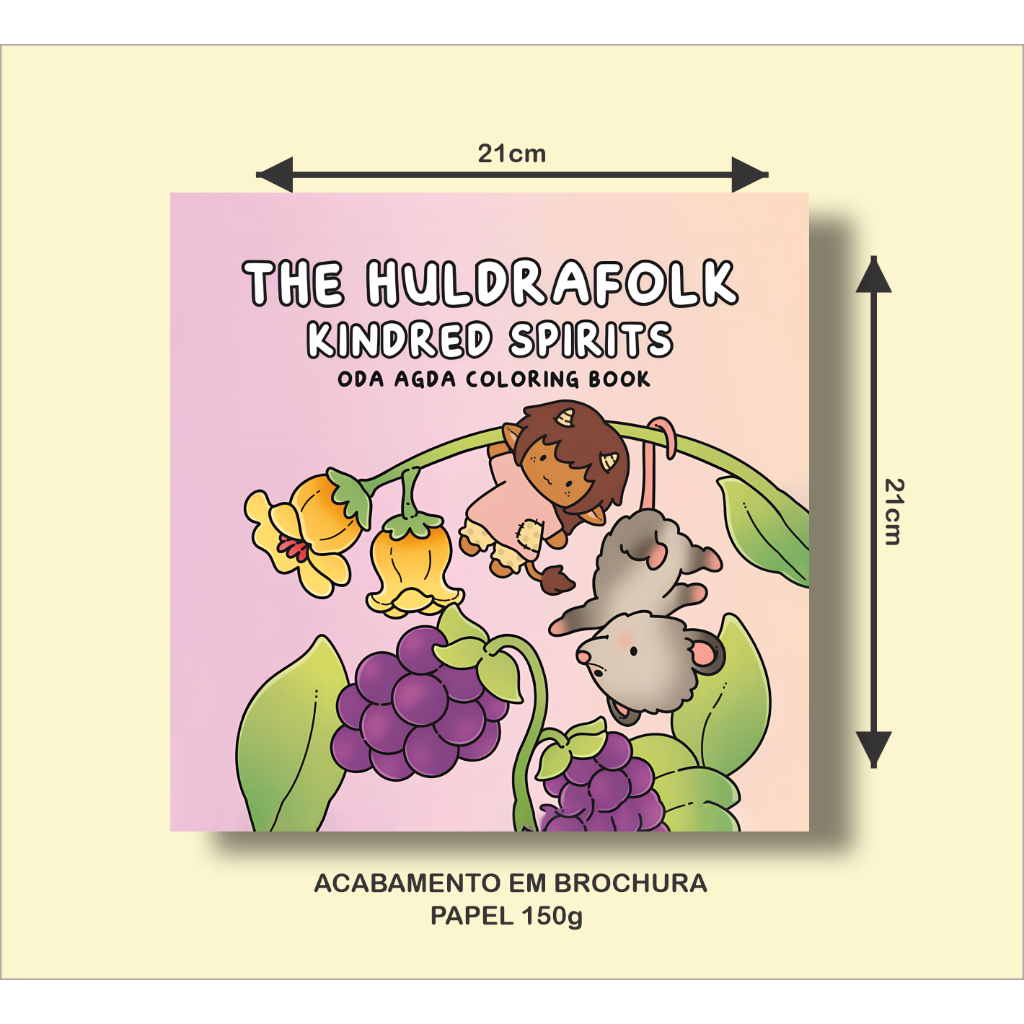 Livro de Colorir THE HULDRAFOLK KINDRED SPIRITS com 32 Páginas de 21x21cm 150g