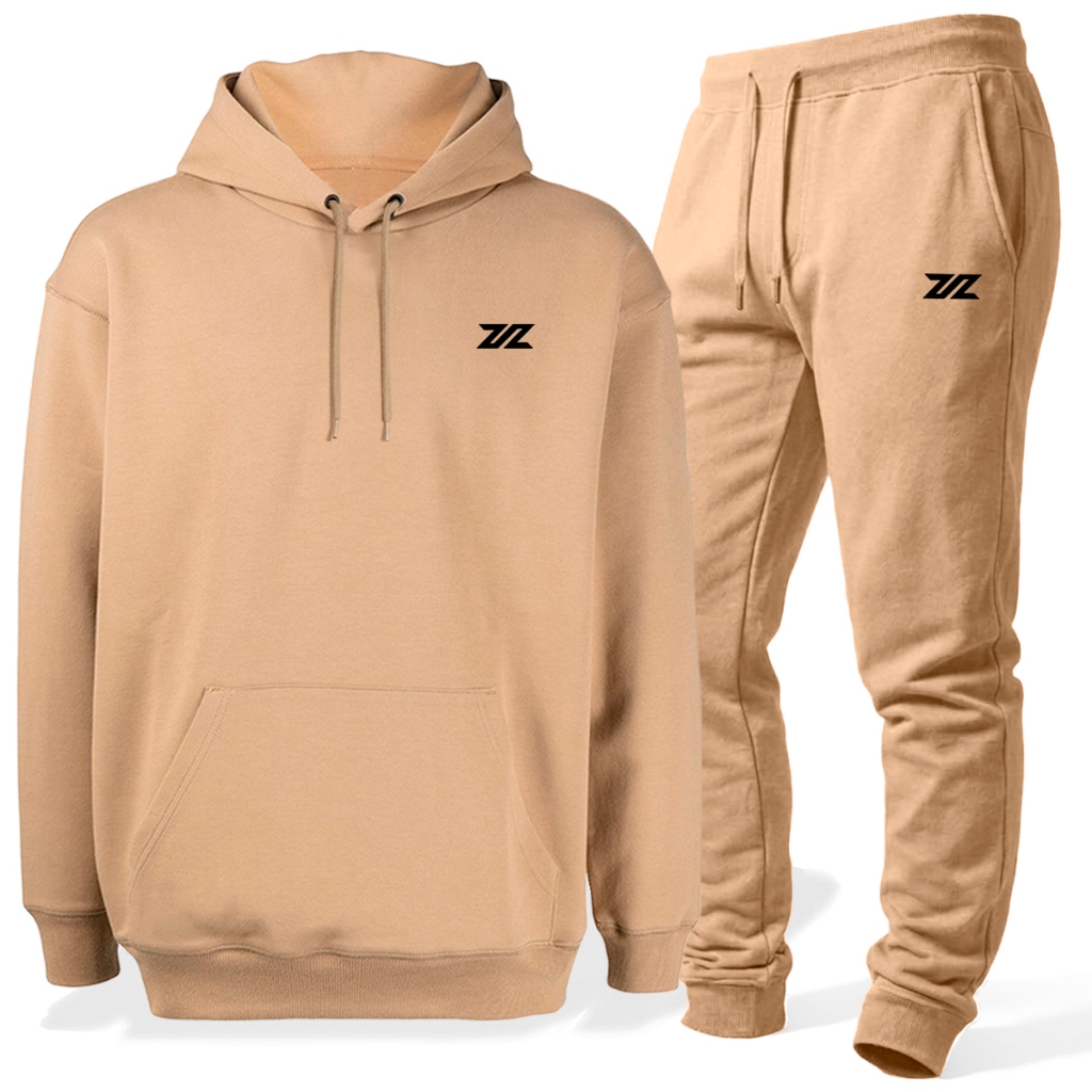 Conjunto Moletom Calça Jogger Blusa Canguru Capuz Bolso Algodão Flanelado Quentinho Casual Original