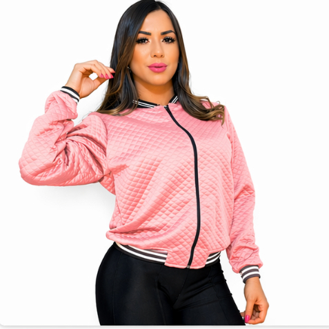 Jaqueta Bomber Feminina Matelassê Premium Zíper Frontal Casaquinho Moda Inverno Casual e Confortável