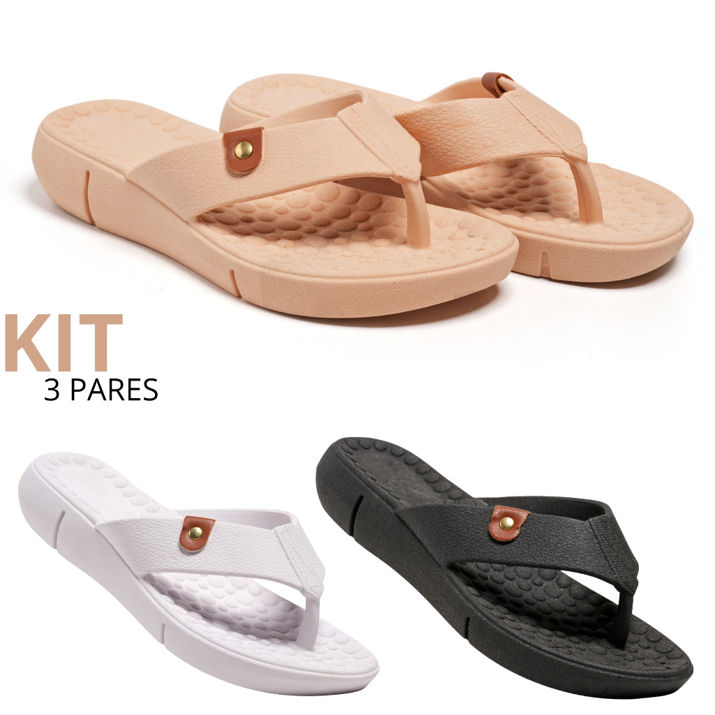 Combo 1 2 e 3 Pares Tamanco Chinelo Feminino Modal Verão Dia a Dia