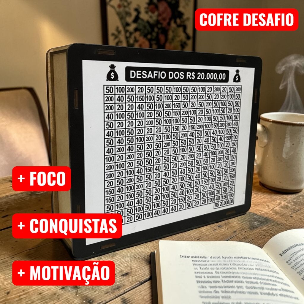 Cofre Desafio 10mil 20mil 50mil Organização Financeira Valroes Adesivados