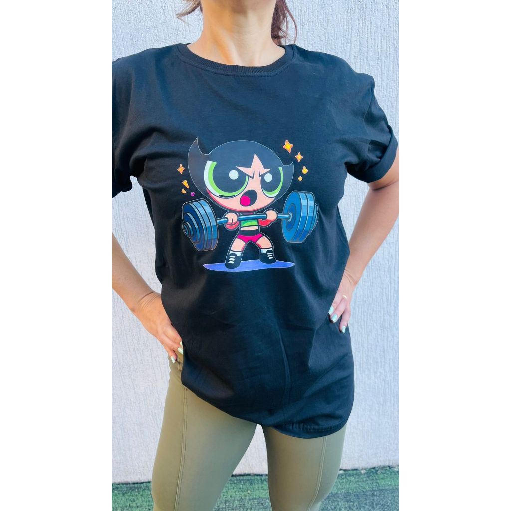 T-Shirt Camiseta Feminina Fitness Academia Estampada Confortável Tecido 100%  Algodão