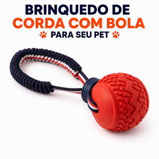 Brinquedo PET Cachorro Bola Maciça com Corda e Alça Elástica Resistente Cabo de Guerra