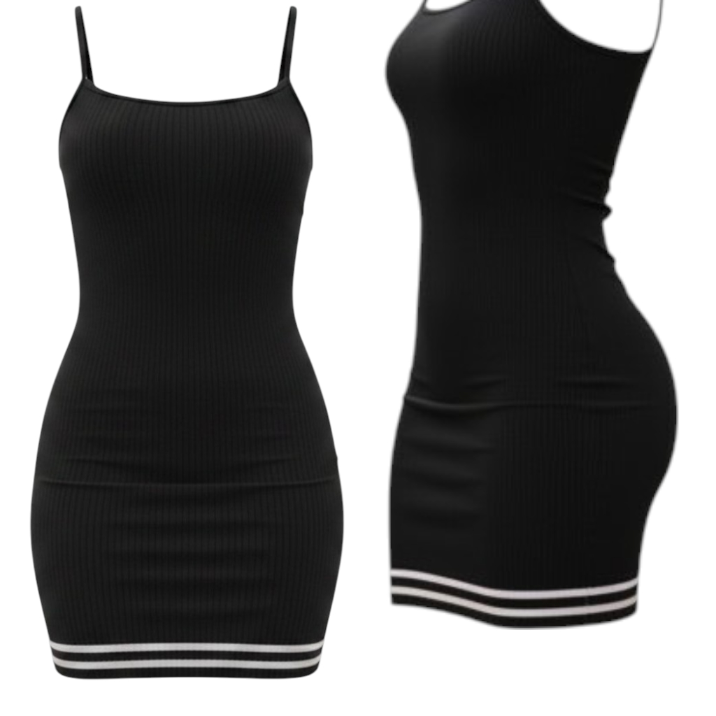 Vestido Feminino Curto Justo Canelado Preto Alça Fina Turbinho Moda Verão Balada Festa 2026