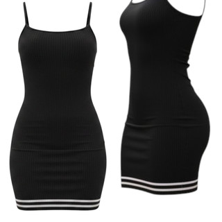 Vestido Feminino Curto Justo Canelado Preto Alça Fina Turbinho Moda Verão Balada Festa 2026
