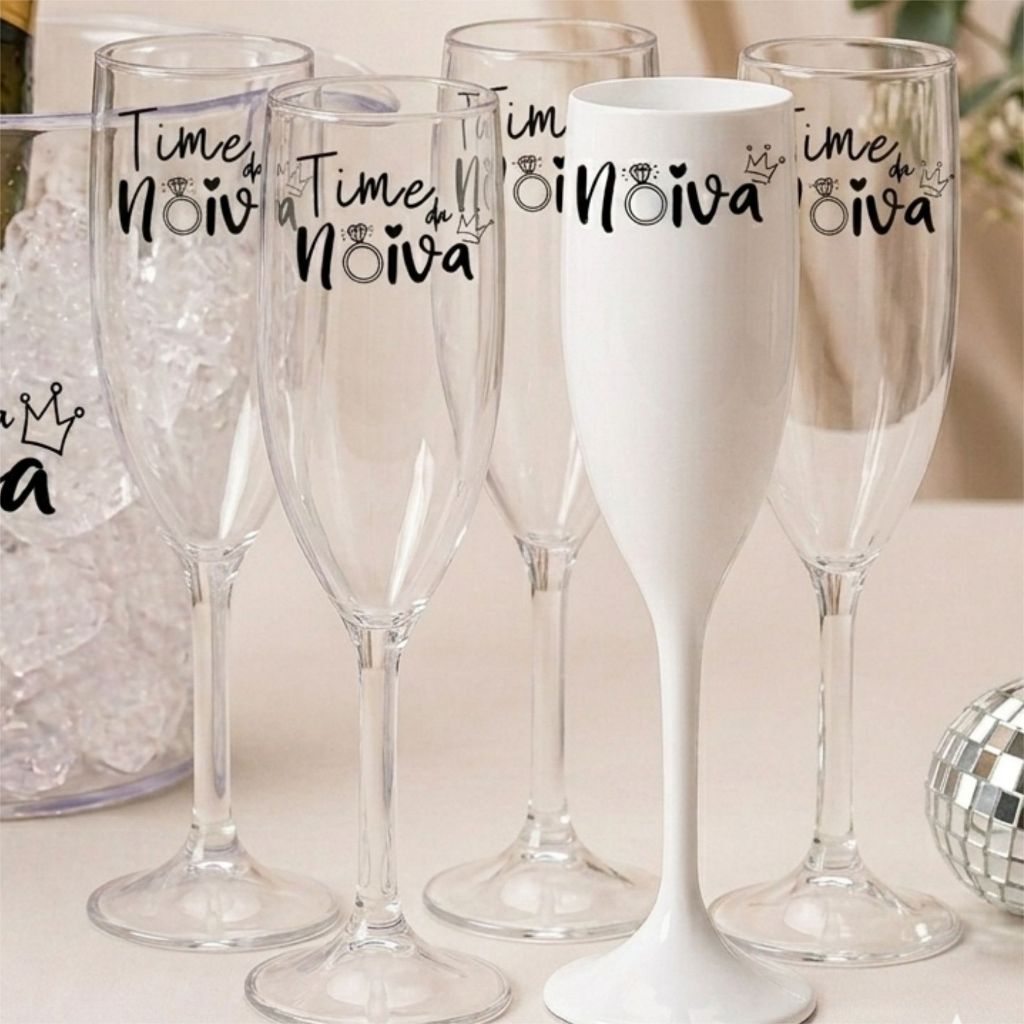 Kit taças champanhe time da noiva despedida de solteira e taça da noiva festa chá de lingerie