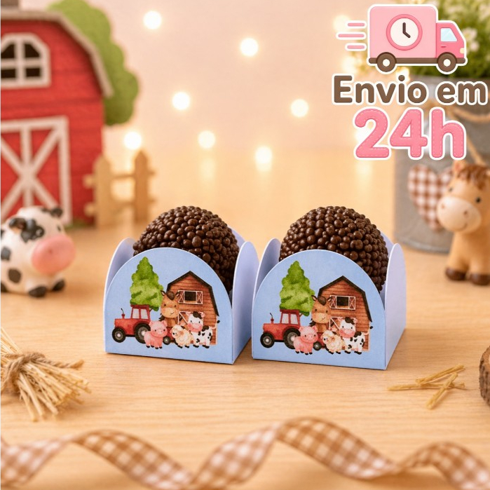 Forminha de Doces Personalizada no tema Fazendinha Azul  Lembrancinha de Aniversário - Decoração