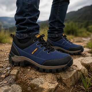 Calçado Masculino Outdoor Solado Grosso Antiderrapante Conforto Trilhas Caminhada Trabalho