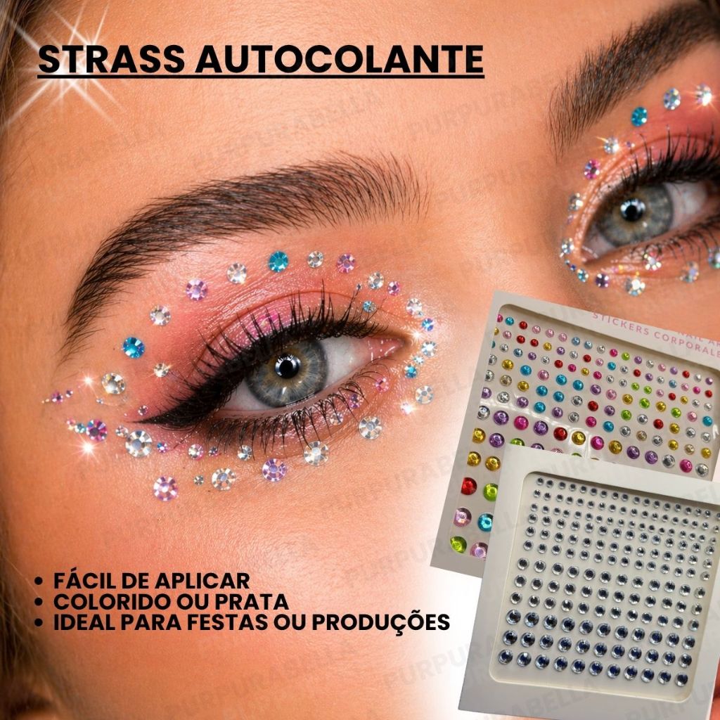 Cartelas Adesivo Strass Colante de Rosto Maquiagem Carnaval Festa Produções Eventos Artes Fantasias