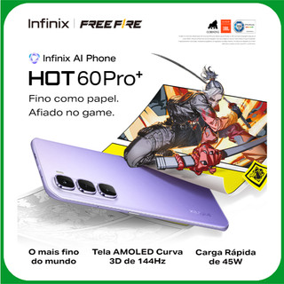Smartphone Infinix Hot 60 Pro+ 4G 256GB Até 16GB RAM MediaTek Helio G200 Tela Curva 3D de 144 Hz Bateria 5160mAh NFC