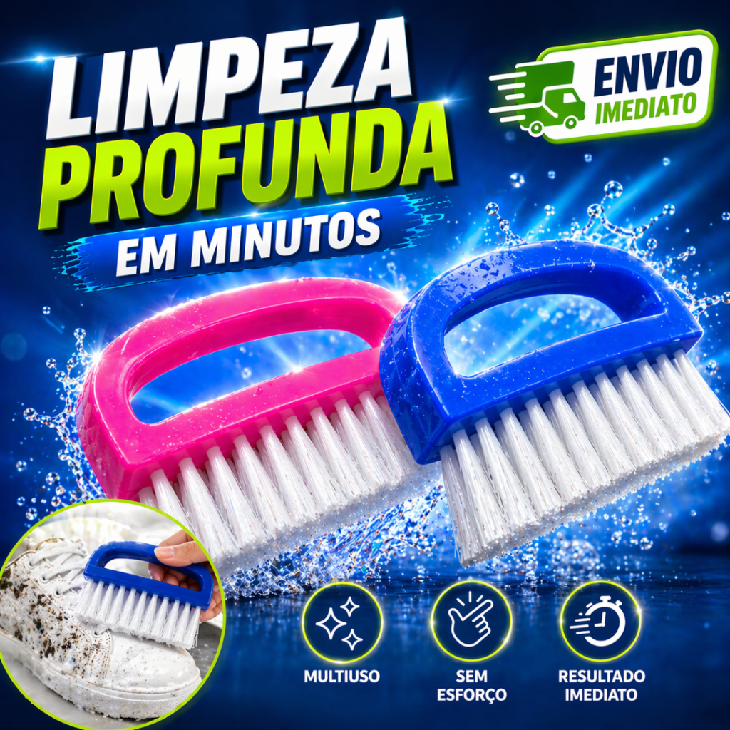 Escova Limpeza Multiuso com Alça para Tênis Roupas Unhas Sapatos Kit 2 ou 4 unidades escovinha