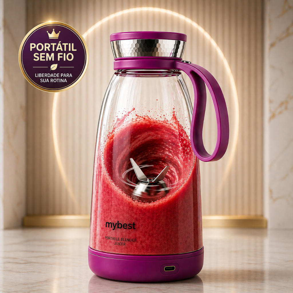 Garrafa Liquidificador Portátil 500ml USB Recarregável 2 em 1 Mini Blender Sem Fio
