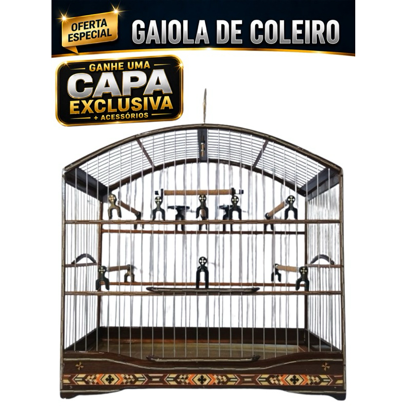 Gaiola Coleiro Paleta de Inox - Modelo Tradicional - Aparafusada - Padrão Torneio