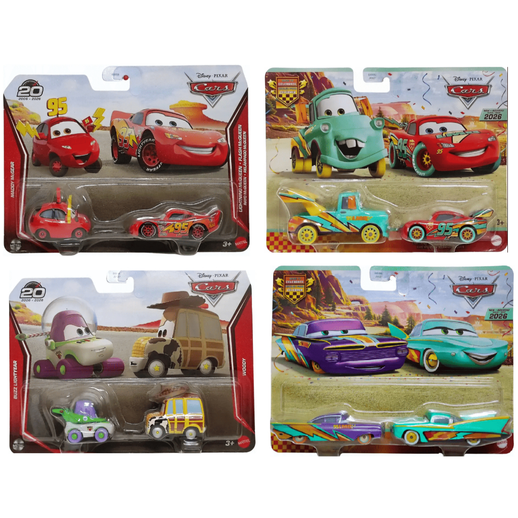 Carros Disney Pixar Relâmpago Mcqueen DXV99 – Mattel Original | Pack com 2 Miniaturas