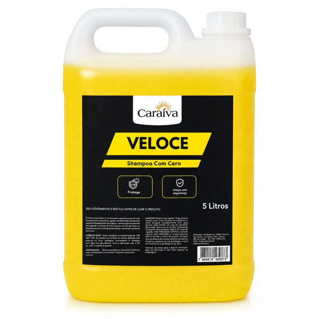 SHAMPOO AUTOMOTIVO COM CERA LAVA AUTOS NEUTRO 5L CONCENTRADO ALTO RENDIMENTO CARAIVA