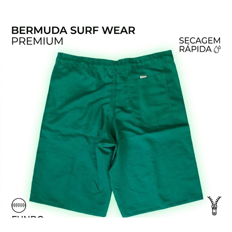 Bermuda Surf Masculina Verde Tactel Secagem Rápida - Seminova (Tam [40])