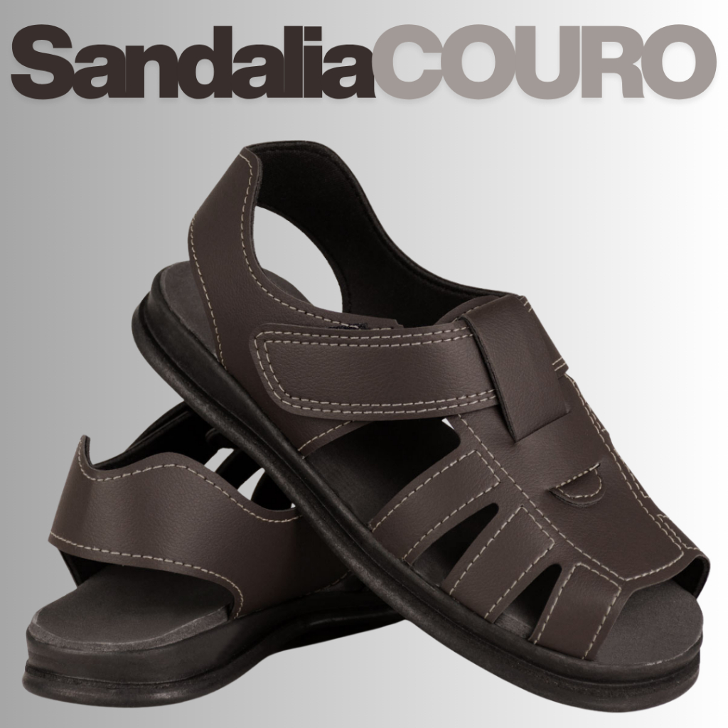 Sandálias Masculina Café Marrom e Chocolate Ortopédica Sola Antiderrapante Conforto Premium