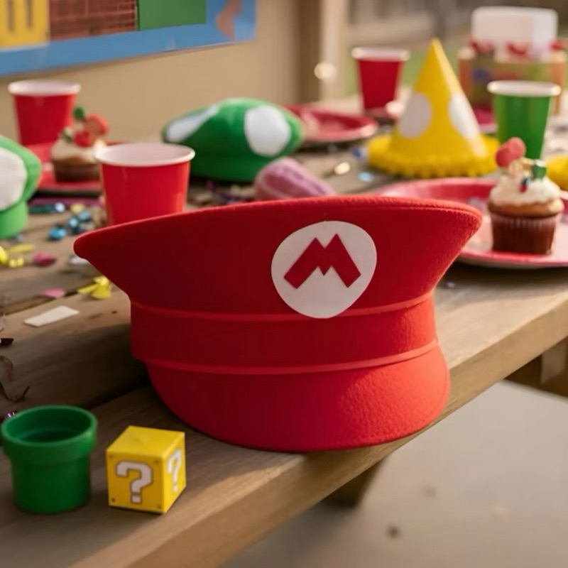 Quepe Vermelho | Boina | Super Mário Bros | Festa Fantasia | Temas De Aniversário | Pegadinha | Infantil | Nostalgia