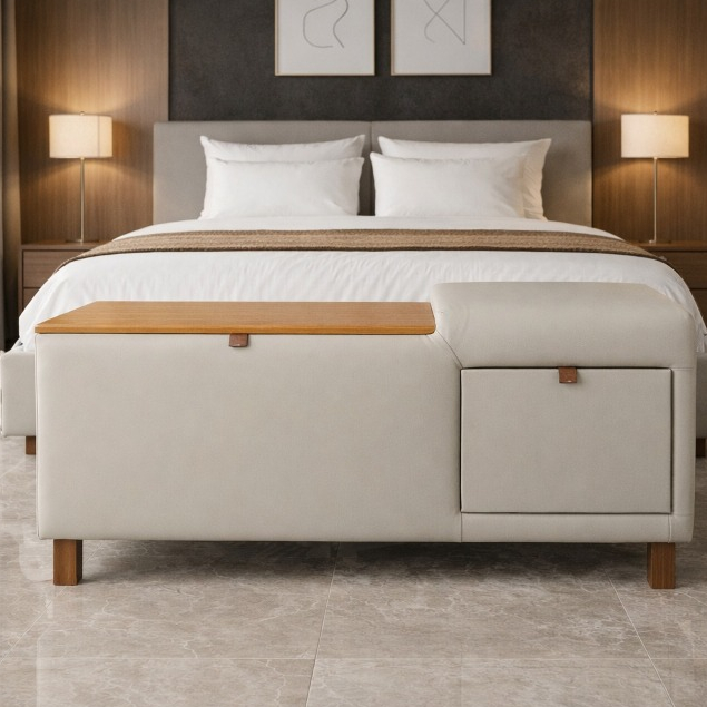 🛍️ Recamier Baú Julia Luxo para Quarto – Conforto e Sofisticação no Ambiente Mdf