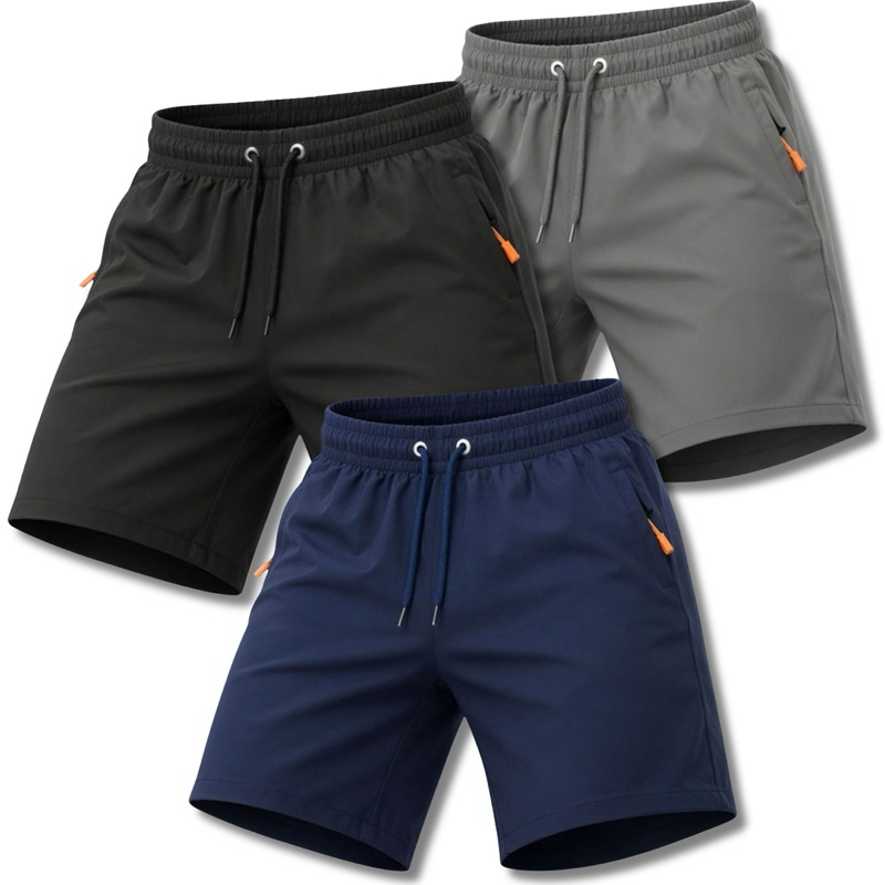 KIT3 BERMUDAS SHORT MASCULINO COM ELASTANO BERMUDA PRAIA SHORT ESPORTIVA SECA RAPIDO